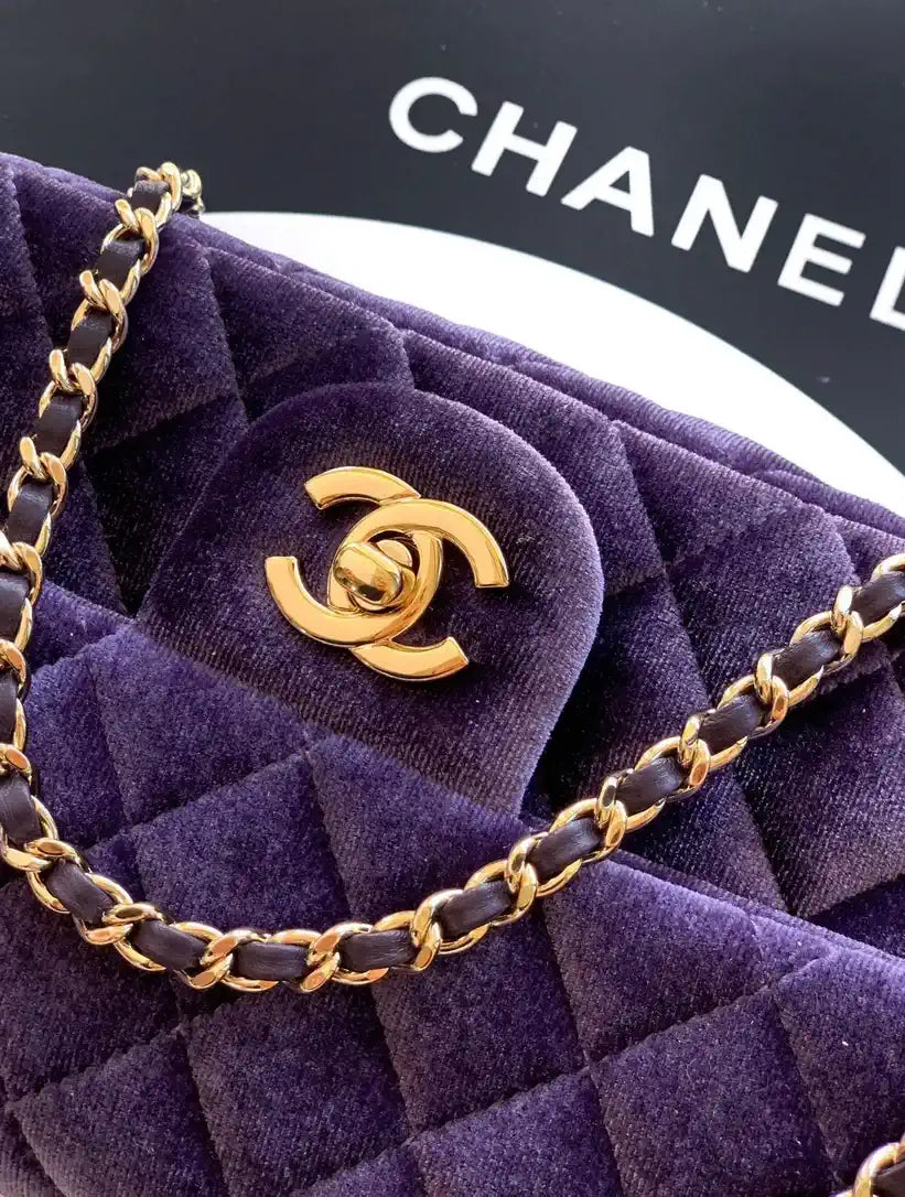 Chanel AS1787 Mini Flap Bag 25B Velvet Purple