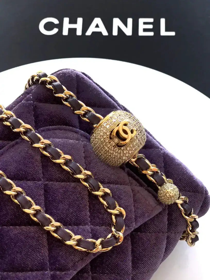 Chanel AS1787 Mini Flap Bag 25B Velvet Purple