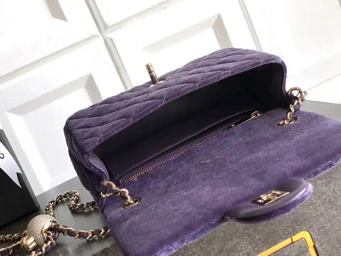 Chanel AS1787 Mini Flap Bag 25B Velvet Purple