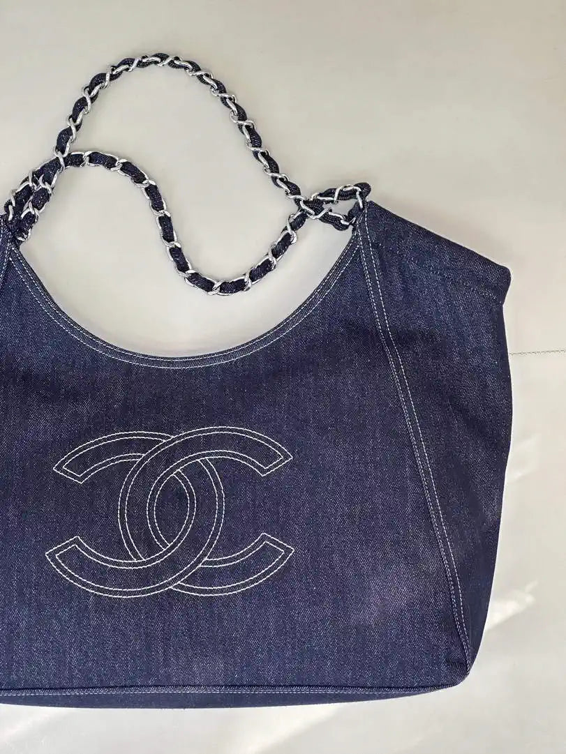Chanel AS2138 XL Denim Coco Cabas Tote Blue