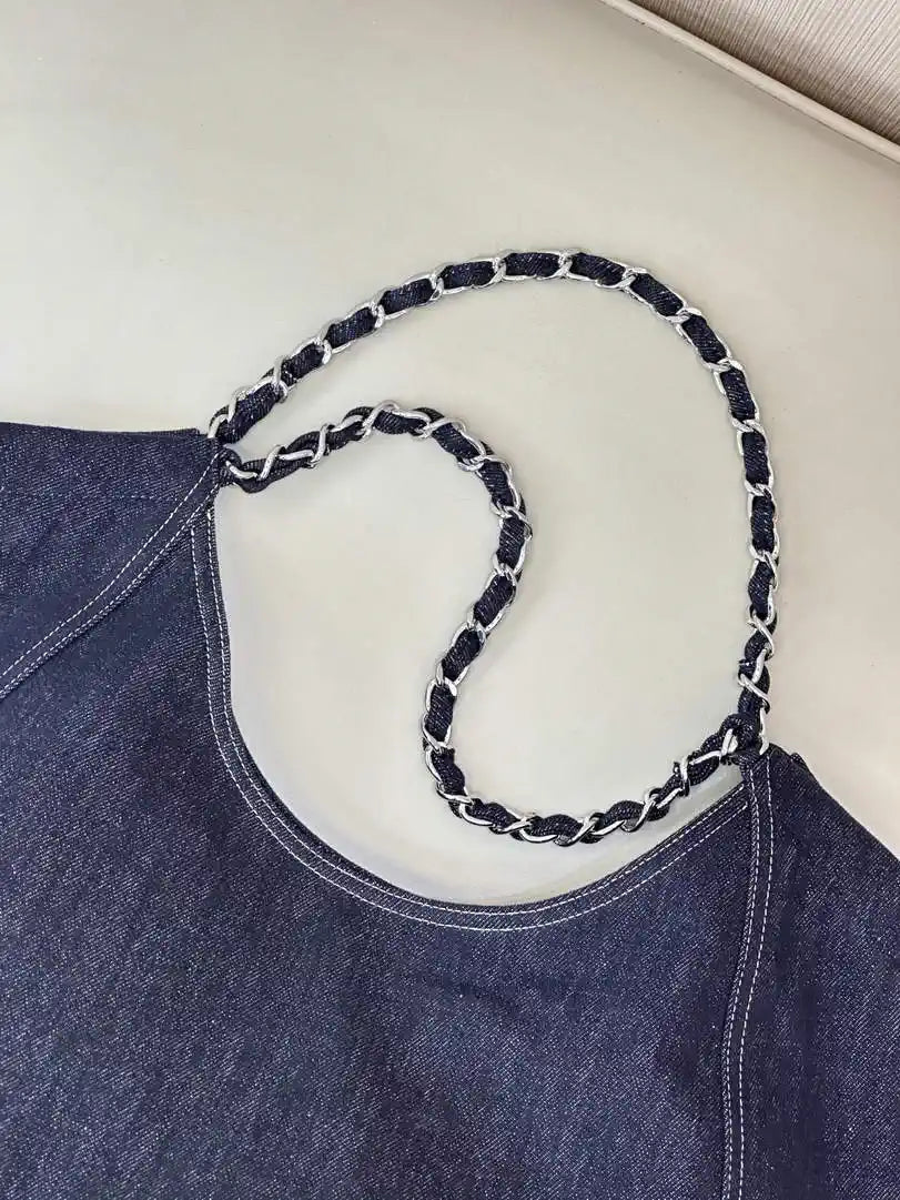 Chanel AS2138 XL Denim Coco Cabas Tote Blue