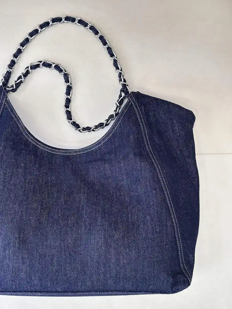 Chanel AS2138 XL Denim Coco Cabas Tote Blue