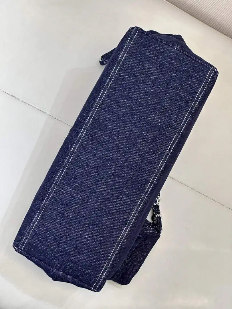 Chanel AS2138 XL Denim Coco Cabas Tote Blue