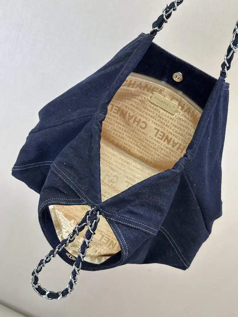 Chanel AS2138 XL Denim Coco Cabas Tote Blue