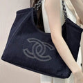 Chanel AS2138 XL Denim Coco Cabas Tote Blue