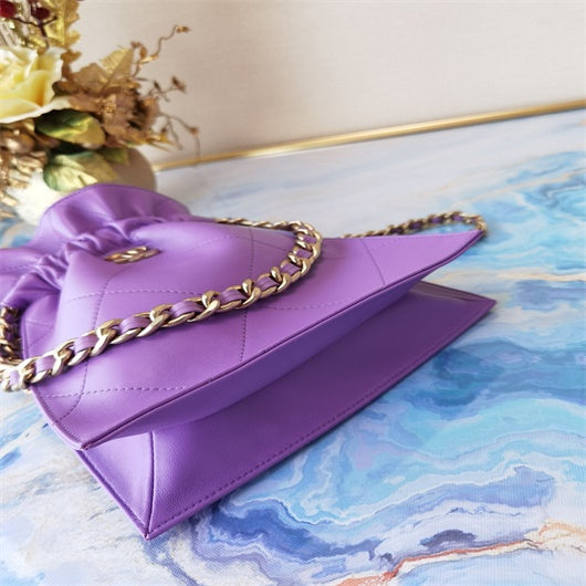 Chanel AS2170 Large shopping Tote bag Shiny Lambskin Purprle