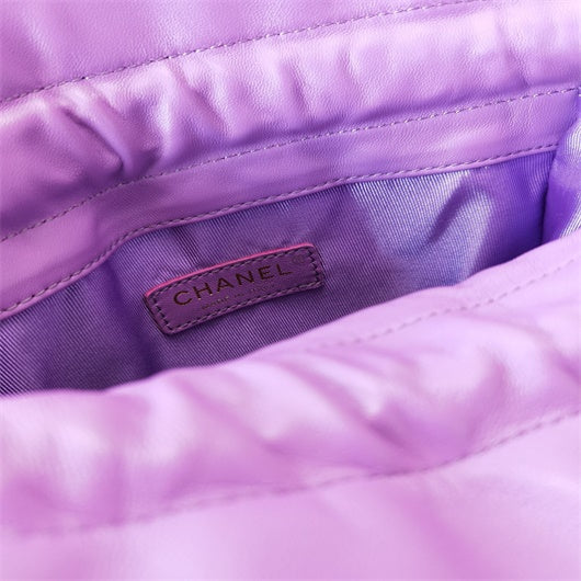 Chanel AS2170 Large shopping Tote bag Shiny Lambskin Purprle
