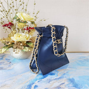 Chanel AS2170 Large shopping Tote bag Shiny Lambskin Navy Blue - Default Title - View 3