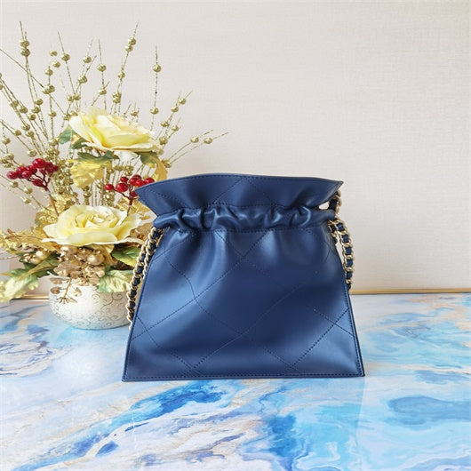 Chanel AS2170 Large shopping Tote bag Shiny Lambskin Navy Blue - Default Title - View 4