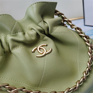 Chanel AS2170 Large shopping Tote bag Shiny Lambskin Green - Default Title - View 5