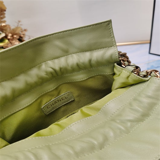 Chanel AS2170 Large shopping Tote bag Shiny Lambskin Green - Default Title - View 7