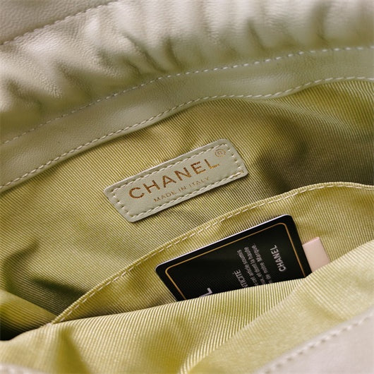 Chanel AS2170 Large shopping Tote bag Shiny Lambskin Green