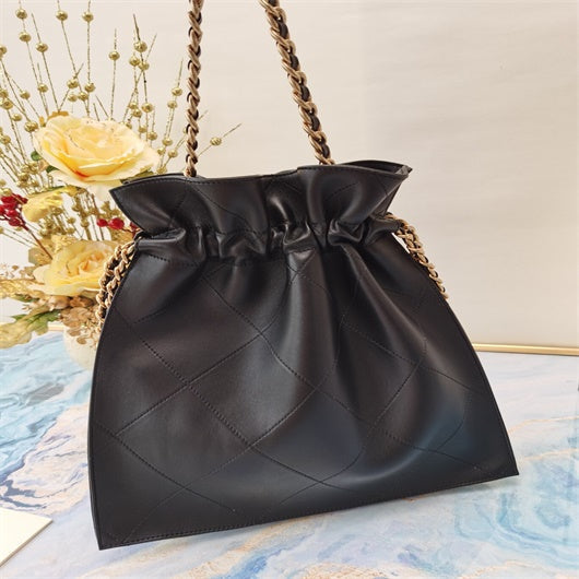 Chanel AS2170 Large shopping Tote bag Shiny Lambskin black