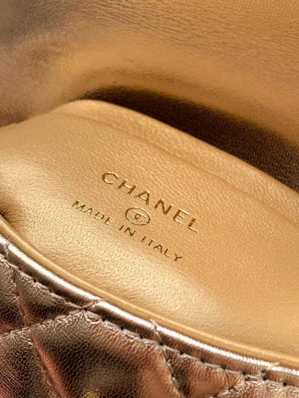Chanel AS2214 Mini Flap Bag with Top Handle calfskin diamante gold metal Gold