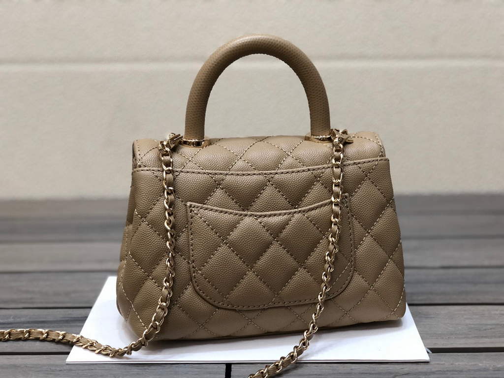 Chanel AS2215 mini flap bag with top handle Bag Apricot