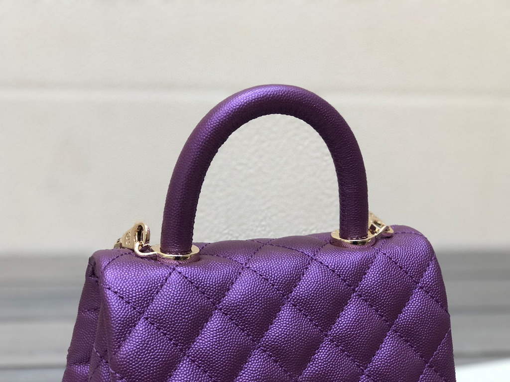 Chanel AS2215 mini flap bag with top handle Bag Purple