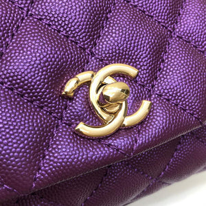 Chanel AS2215 mini flap bag with top handle Bag Purple - Default Title - View 5