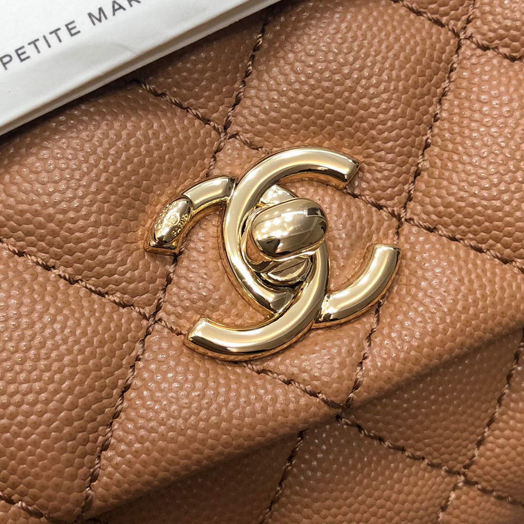 Chanel AS2215 mini flap bag with top handle Bag Brown