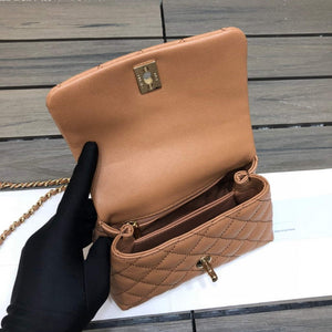 Chanel AS2215 mini flap bag with top handle Bag Brown - Default Title - View 8