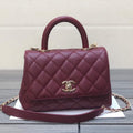 Chanel AS2215 mini flap bag with top handle Bag Wine Red - Default Title - View 1
