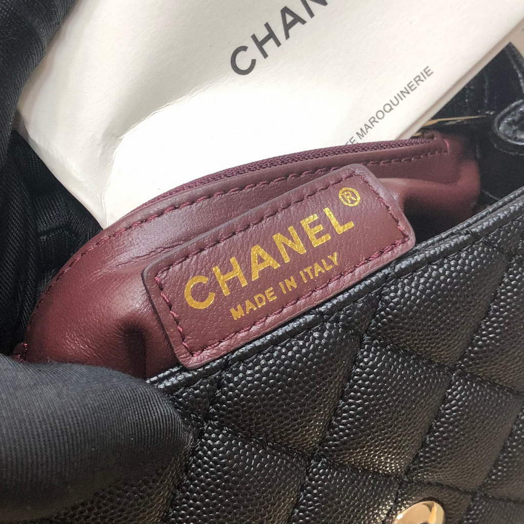 Chanel AS2215 mini flap bag with top handle Bag Black