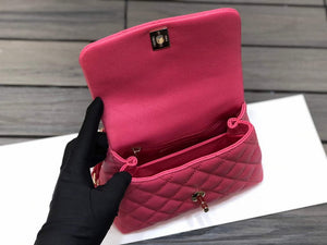 Chanel AS2215 mini flap bag with top handle Bag Rose Red - Default Title - View 9