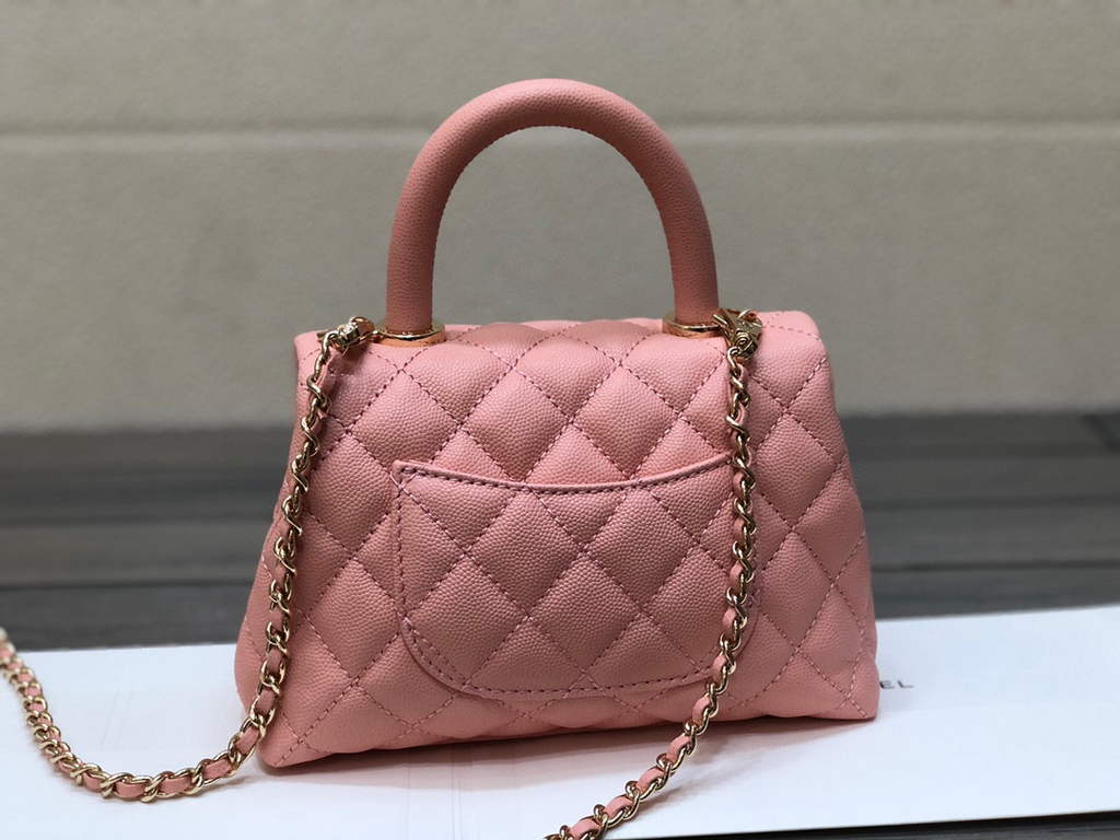 Chanel AS2215 mini flap bag with top handle Bag Pink