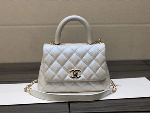Chanel AS2215 mini flap bag with top handle Bag Silver White - Default Title - View 1