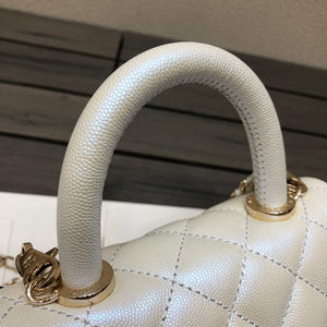 Chanel AS2215 mini flap bag with top handle Bag Silver White - Default Title - View 5