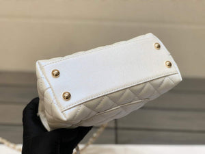 Chanel AS2215 mini flap bag with top handle Bag Silver White - Default Title - View 7