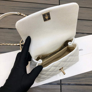 Chanel AS2215 mini flap bag with top handle Bag Silver White - Default Title - View 8