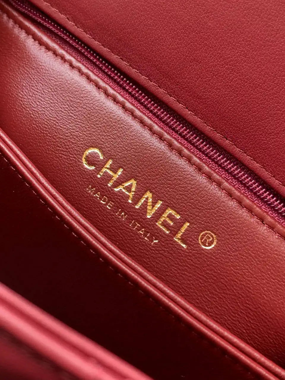 Chanel AS2216 Small Flap Bag with Top Handle calfskin diamante gold metal Red