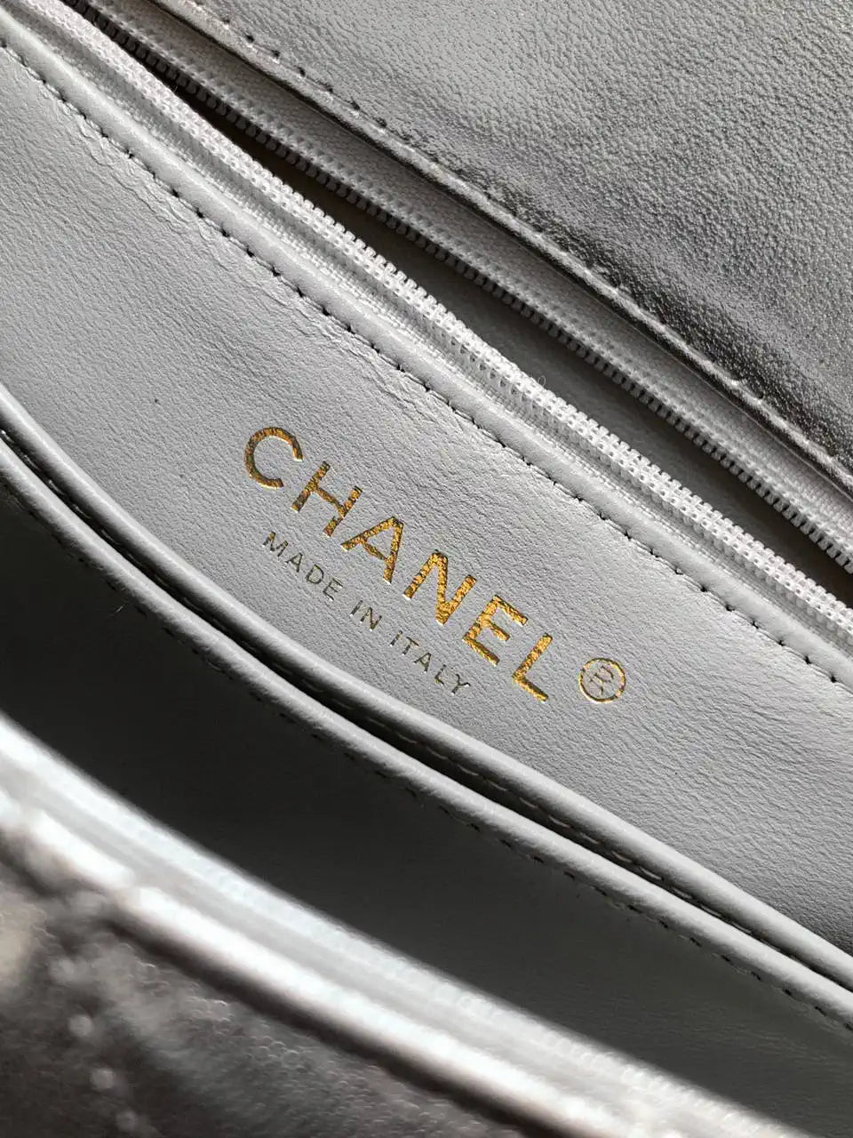Chanel AS2216 Small Flap Bag with Top Handle calfskin diamante gold metal Silver