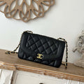 Chanel AS2221 Flap Handbag with Chain Calfskin & Gold-Tone Metal Black - Default Title - View 1