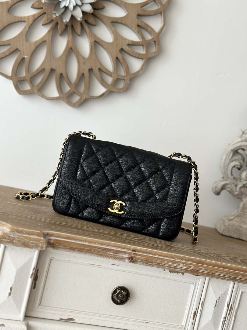Chanel AS2221 Flap Handbag with Chain Calfskin & Gold-Tone Metal Black