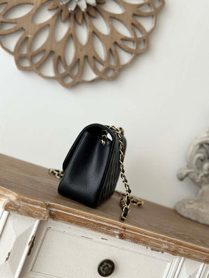 Chanel AS2221 Flap Handbag with Chain Calfskin & Gold-Tone Metal Black - Default Title - View 2