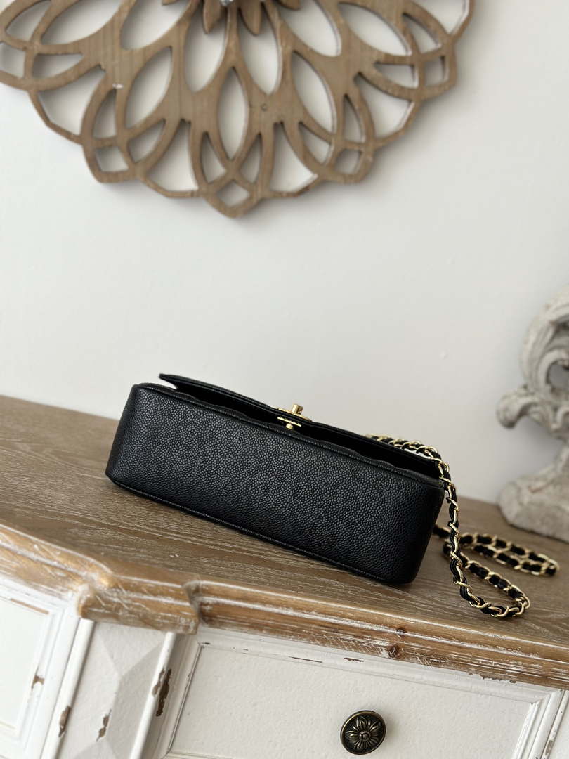 Chanel AS2221 Flap Handbag with Chain Calfskin & Gold-Tone Metal Black