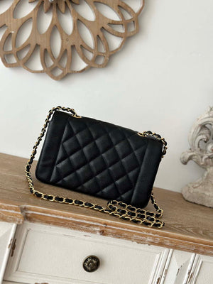 Chanel AS2221 Flap Handbag with Chain Calfskin & Gold-Tone Metal Black - Default Title - View 4