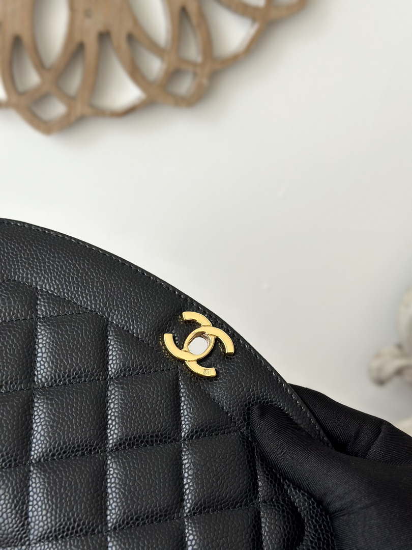 Chanel AS2221 Flap Handbag with Chain Calfskin & Gold-Tone Metal Black - Default Title - View 5