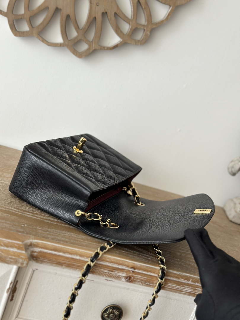 Chanel AS2221 Flap Handbag with Chain Calfskin & Gold-Tone Metal Black