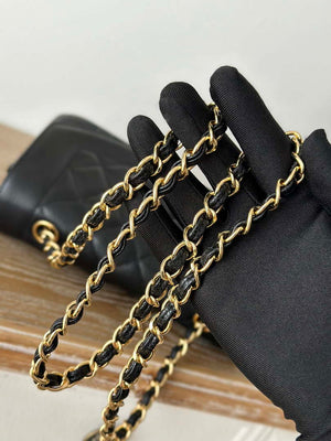 Chanel AS2221 Flap Handbag with Chain Calfskin & Gold-Tone Metal Black - Default Title - View 8