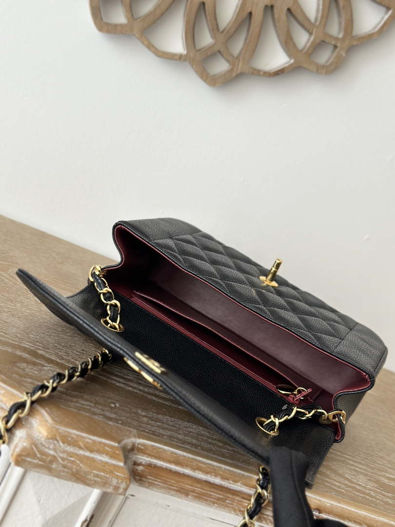 Chanel AS2221 Flap Handbag with Chain Calfskin & Gold-Tone Metal Black