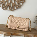 Chanel AS2221 Flap Handbag with Chain Lambskin & Gold-Tone Metal Apricot - Default Title - View 1