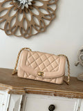 Chanel AS2221 Flap Handbag with Chain Lambskin & Gold-Tone Metal Apricot
