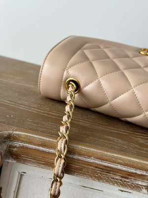 Chanel AS2221 Flap Handbag with Chain Lambskin & Gold-Tone Metal Apricot - Default Title - View 6