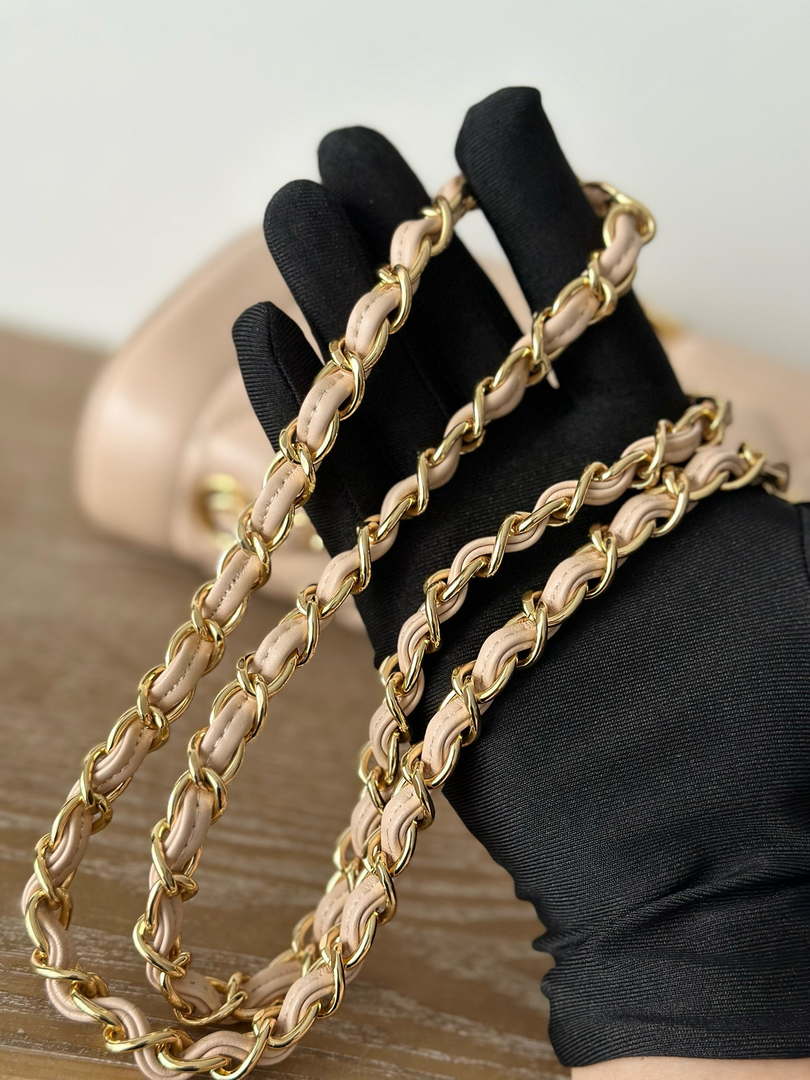 Chanel AS2221 Flap Handbag with Chain Lambskin & Gold-Tone Metal Apricot