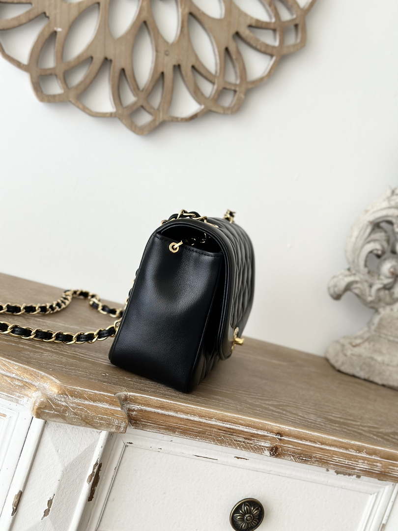 Chanel AS2221 Flap Handbag with Chain Lambskin & Gold-Tone Metal Black - Default Title - View 3