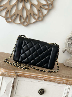 Chanel AS2221 Flap Handbag with Chain Lambskin & Gold-Tone Metal Black - Default Title - View 5