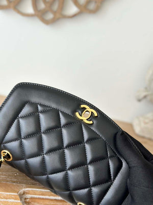 Chanel AS2221 Flap Handbag with Chain Lambskin & Gold-Tone Metal Black - Default Title - View 6