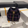 Chanel AS2318 Bucket 22K Purple Tweed Bag - Default Title - View 1